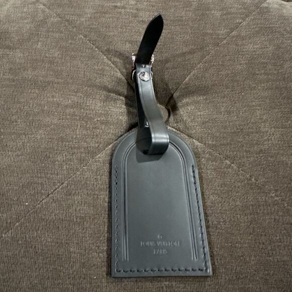 Louis Vuitton Black Leather Luggage Name Tag NEW not stamped - Picture 3 of 6